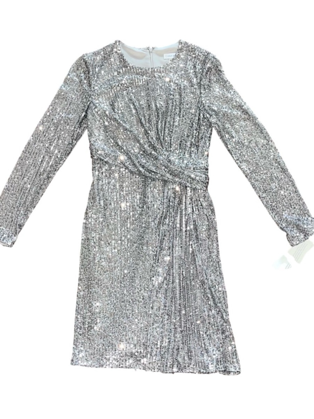 Calvin Klein Silver Sequined Party Dress NWT Size 2